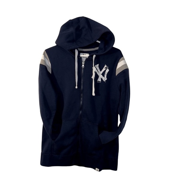 Yankees Fanatics Women’s Zip-Up Hoodie Large | Blue & White | Cotton-Poly Blend - Picture 1 of 13